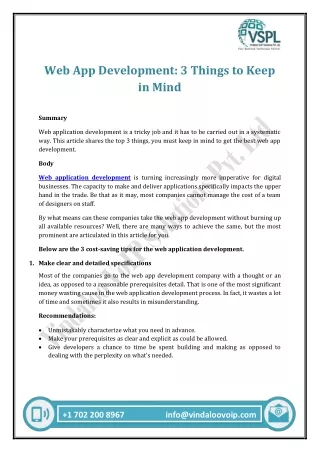 web app development 3 things to keep in mind