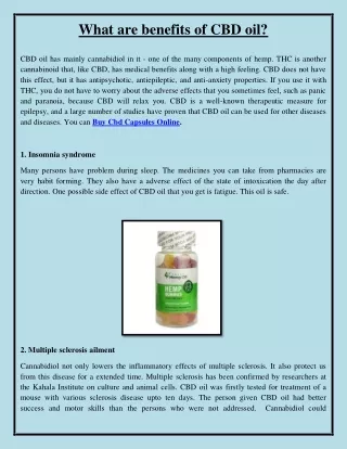 What are benefits of CBD oil?