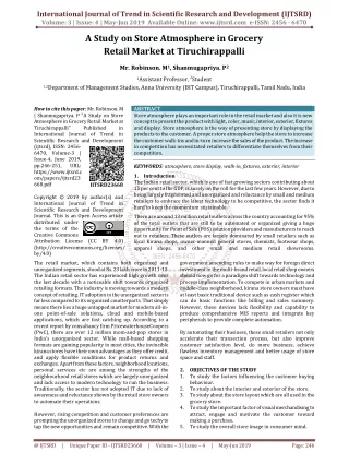 A Study on Store Atmosphere in Grocery Retail Outlet at Tiruchirapalli