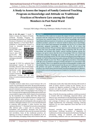 A Study to Assess The Impact of Family Centered Teaching Program on Knowledge and Attitude on Traditional Practices of N