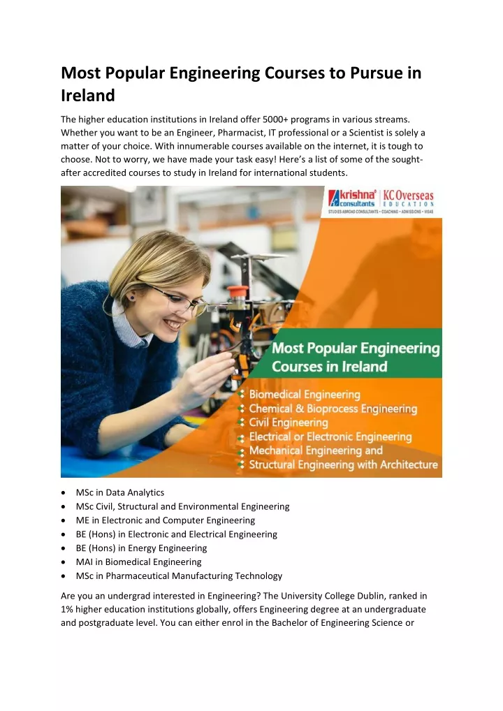 most popular engineering courses to pursue