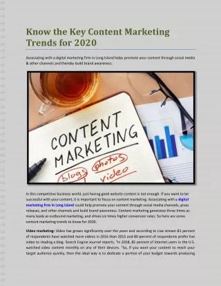 Know the Key Content Marketing Trends for 2020