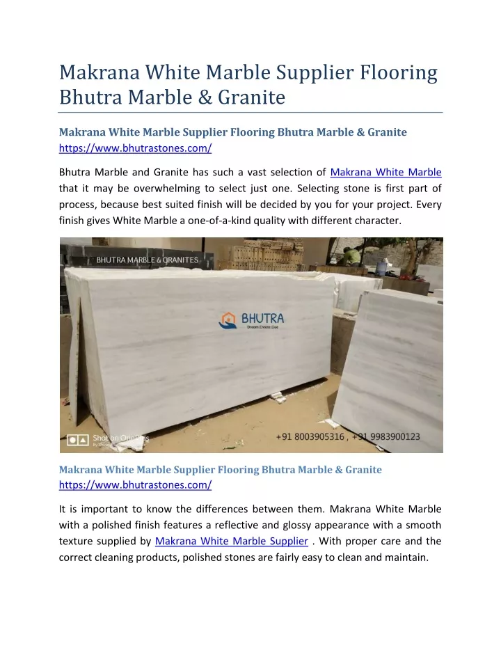 makrana white marble supplier flooring bhutra