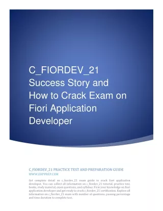 C_FIORDEV_21 Success Story and How to Crack Exam on Fiori Application Developer