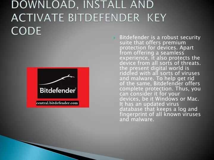 download install and activate bitdefender key code
