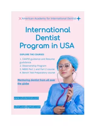 International Dentist Program in USA | dental schools | a2identist