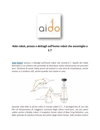 aido robot prezzo e dettagli sull home robot