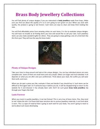 Brass Body Jewellery Collections