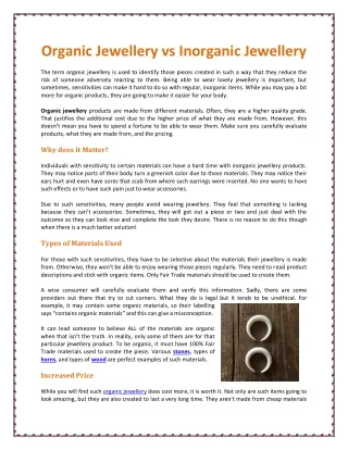 Organic Jewellery vs Inorganic Jewellery