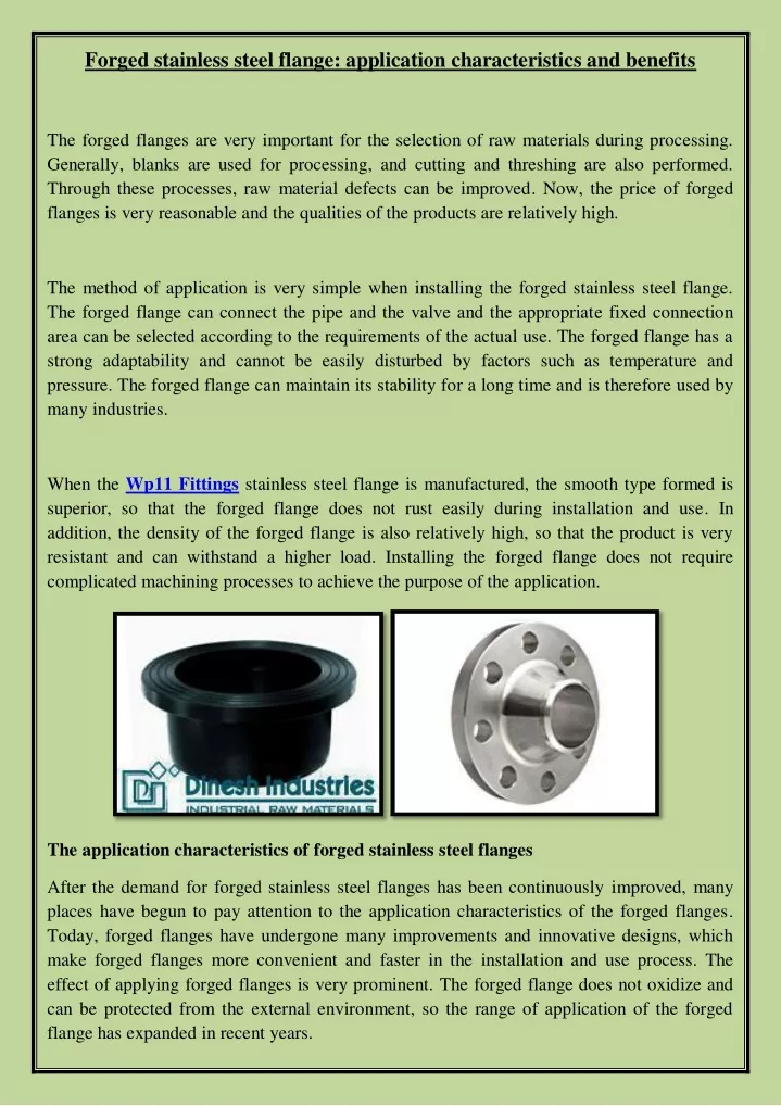 forged stainless steel flange application