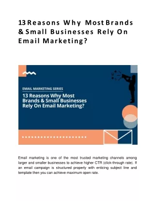 13 Reasons Why Most Brands & Small Businesses Rely On Email Marketing?