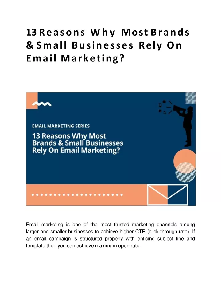13 reasons why most brands small businesses rely on email marketing