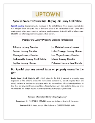 Buying US luxury Real Estate- Spanish Housing