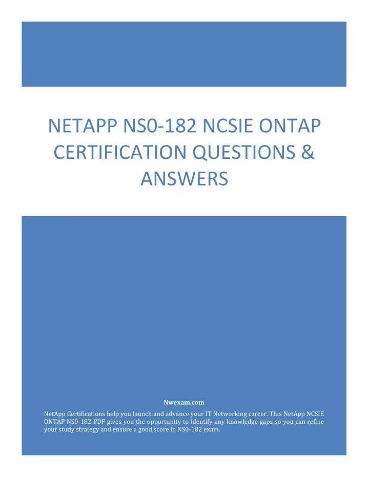netapp ns0 182 ncsie ontap certification