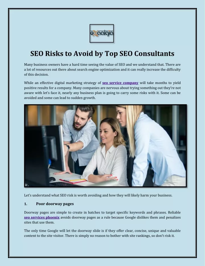 seo risks to avoid by top seo consultants