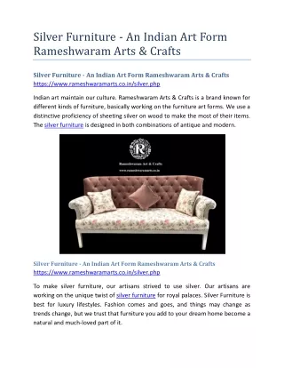 Silver Furniture - An Indian Art Form Rameshwaram Arts & Crafts