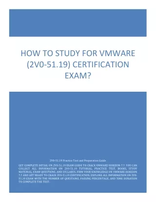 How to Study for VMware (2V0-51.19) Certification Exam?