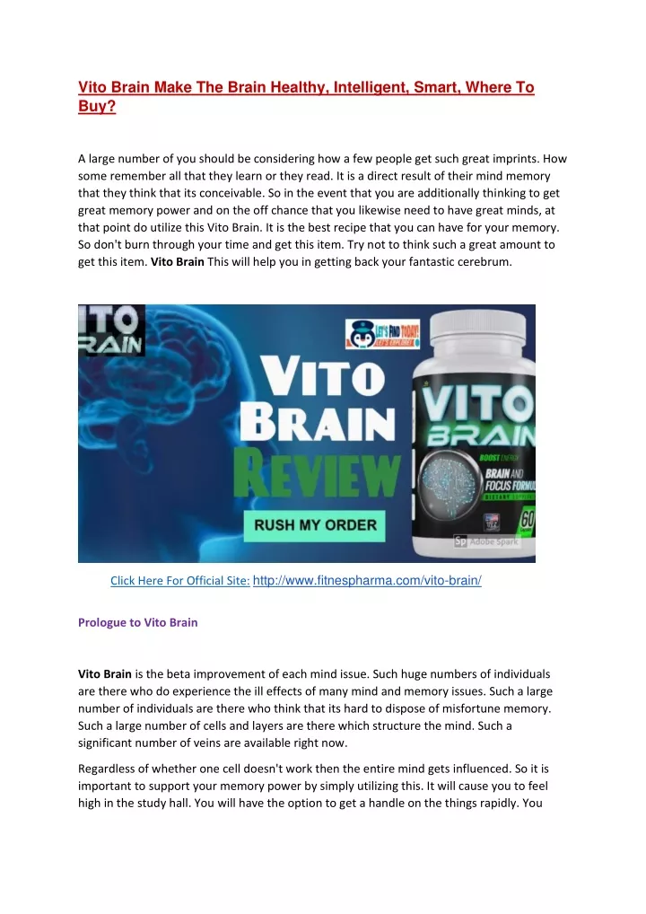 vito brain make the brain healthy intelligent