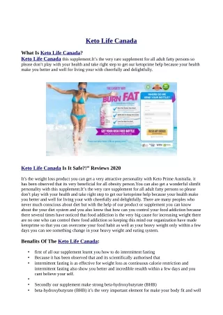 Keto Life Canada Is It Safe?!” Reviews, Benefits, Price & Buy