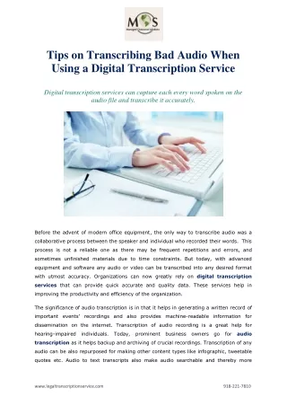 Tips on Transcribing Bad Audio When using a Digital Transcription Service