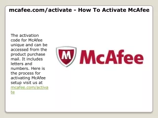 mcafee.com/activate - How To Install And Activate Mcafee