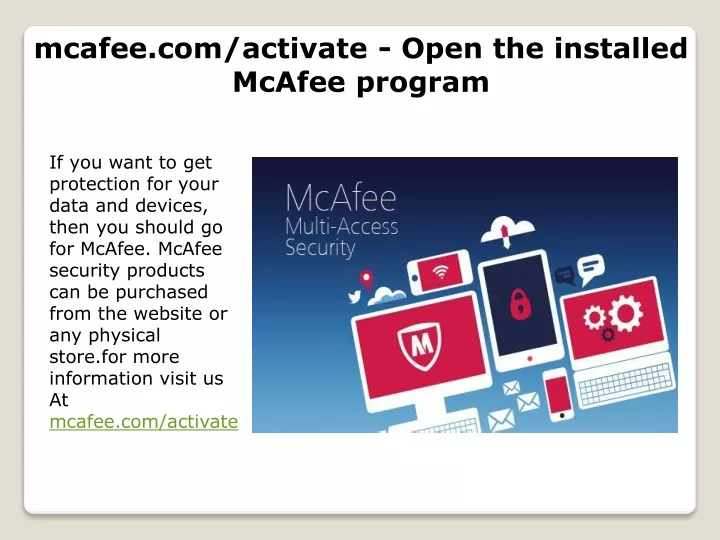 mcafee com activate open the installed mcafee