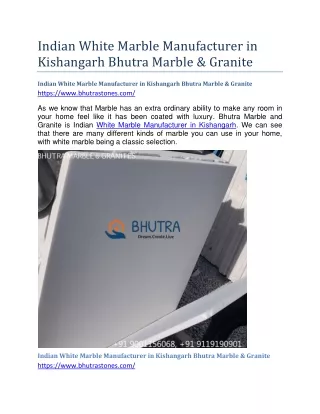 Indian White Marble Manufacturer in Kishangarh Bhutra Marble & Granite