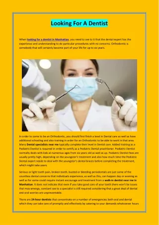 looking for a dentist