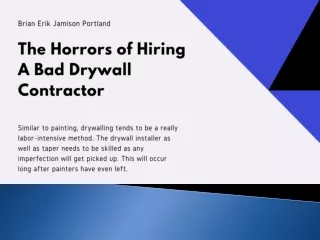 Drywall Contractor Brian Erik Jamison Portland