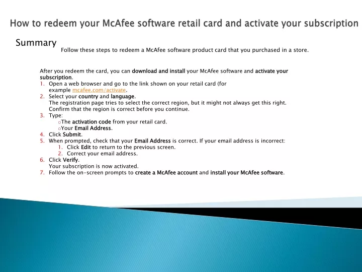 how to redeem your mcafee software retail card and activate your subscription