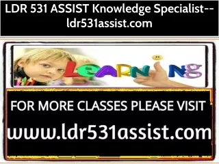 LDR 531 ASSIST Knowledge Specialist--ldr531assist.com