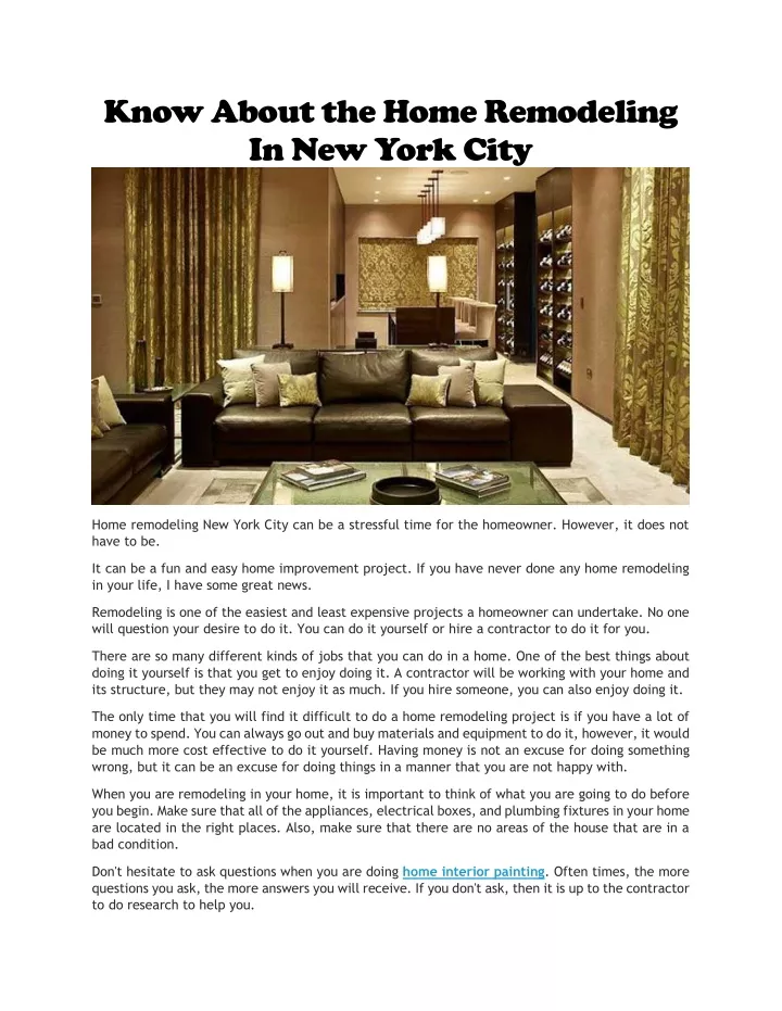 know about the home remodeling in new york city