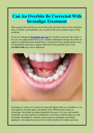 Can An Overbite Be Corrected With Invisalign Treatment