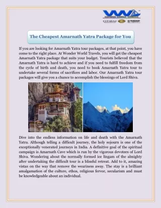 The Cheapest Amarnath Yatra Package for You
