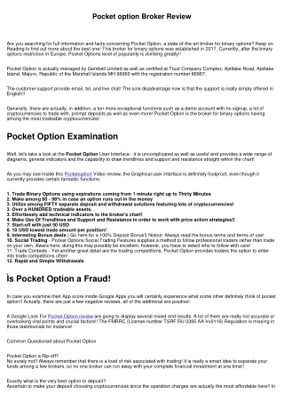 Pocket Option Review 2020