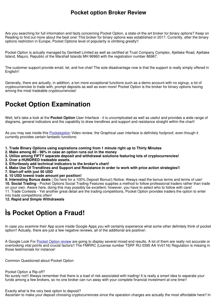 pocket option broker review