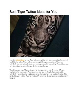 Best Tiger Tattoo Ideas for You