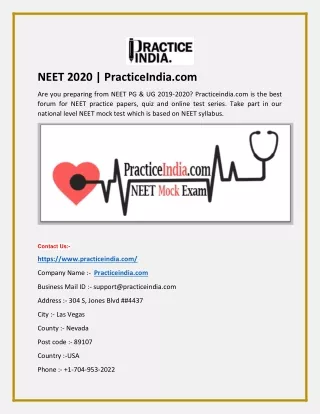 NEET 2020 | PracticeIndia.com