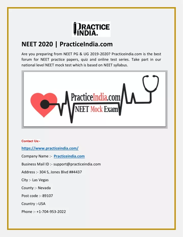 neet 2020 practiceindia com