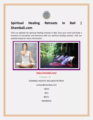 Spiritual Healing Retreats in Bali | Shambali.com