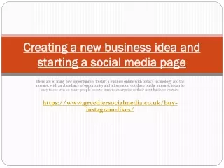 Creating a new business idea and starting a social media page