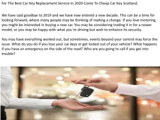 For The Best Car Key Replacement Service In 2020-Come To Cheap Car Key Scotland.