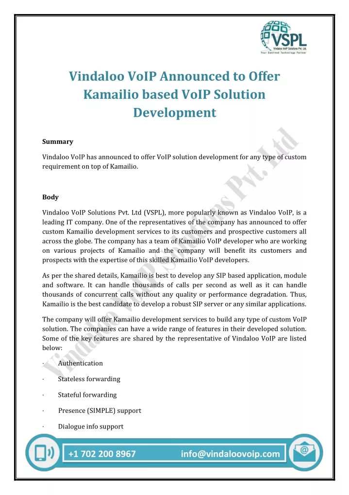 vindaloo voip announced to offer kamailio based