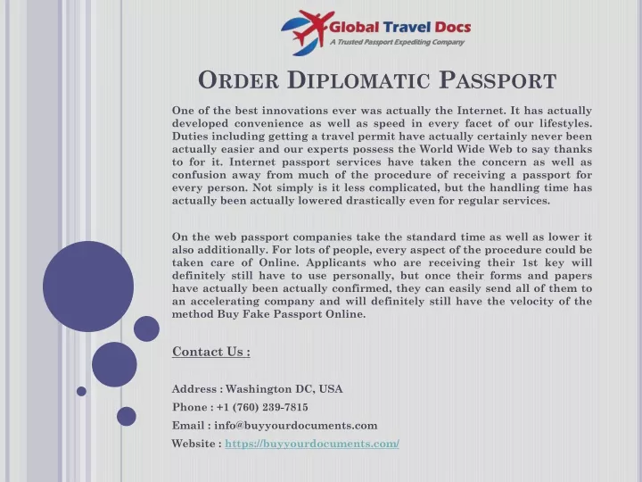 order diplomatic passport