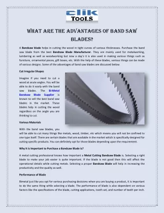 What are the Advantages of Band Saw Blades?