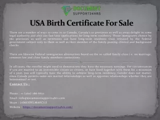 USA Birth Certificate For Sale