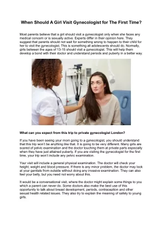 When Should A Girl Visit Gynecologist for The First Time?
