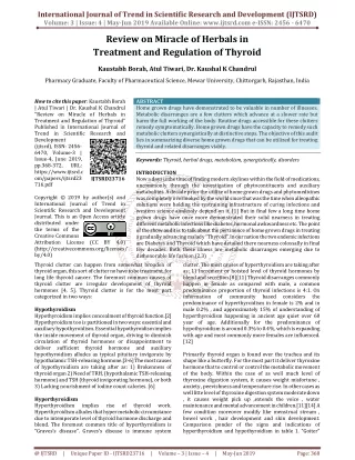 Review on Miracle of Herbals in Treatment and  Regulation of Thyroid