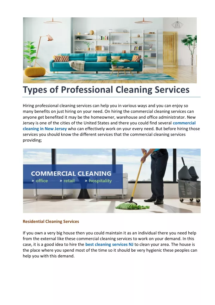 types of professional cleaning services