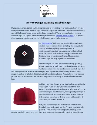 How to Design Stunning Baseball Caps